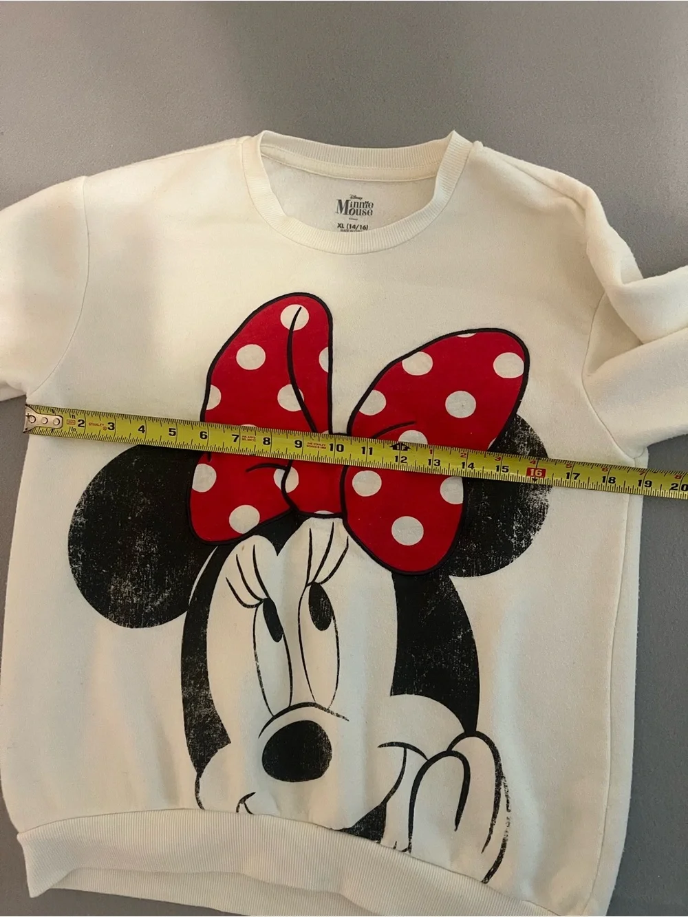 Disney Cream Sweatshirt with Red Polka-Dot Minnie Bow youth size